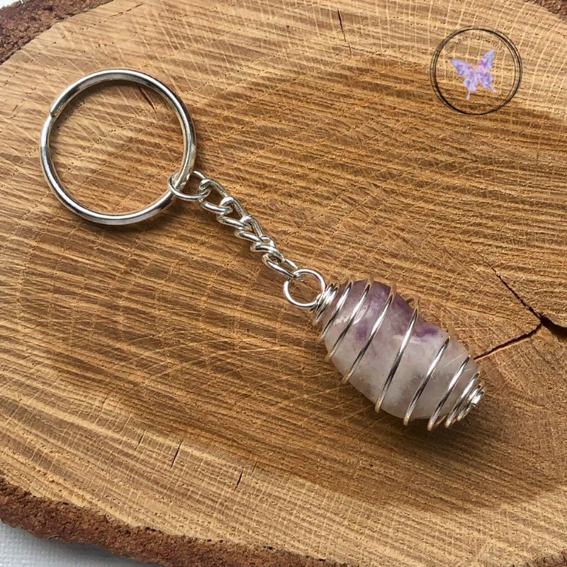 Amethyst Tumble Stone Keychain